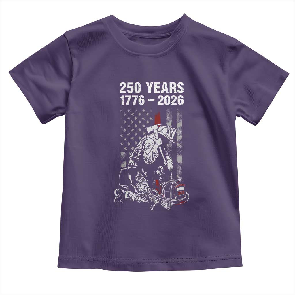 Fireman 250 Years of America Toddler T Shirt Firefighter Red US Patriotic 4th Of July TS14 Purple Print Your Wear