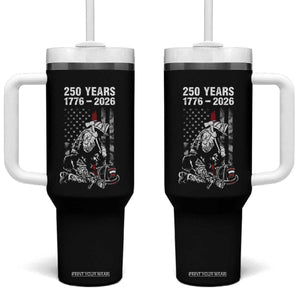 Fireman 250 Years of America Tumbler With Handle Firefighter Red US Patriotic 4th Of July TS14 One Size: 40 oz Black Print Your Wear