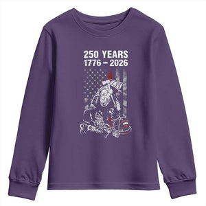 Fireman 250 Years of America Youth Sweatshirt Firefighter Red US Patriotic 4th Of July TS14 Purple Print Your Wear