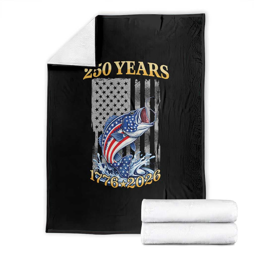 America 250th Fishing Throw Blanket Patriotic Fisherman American Flag TS14 Black Print Your Wear