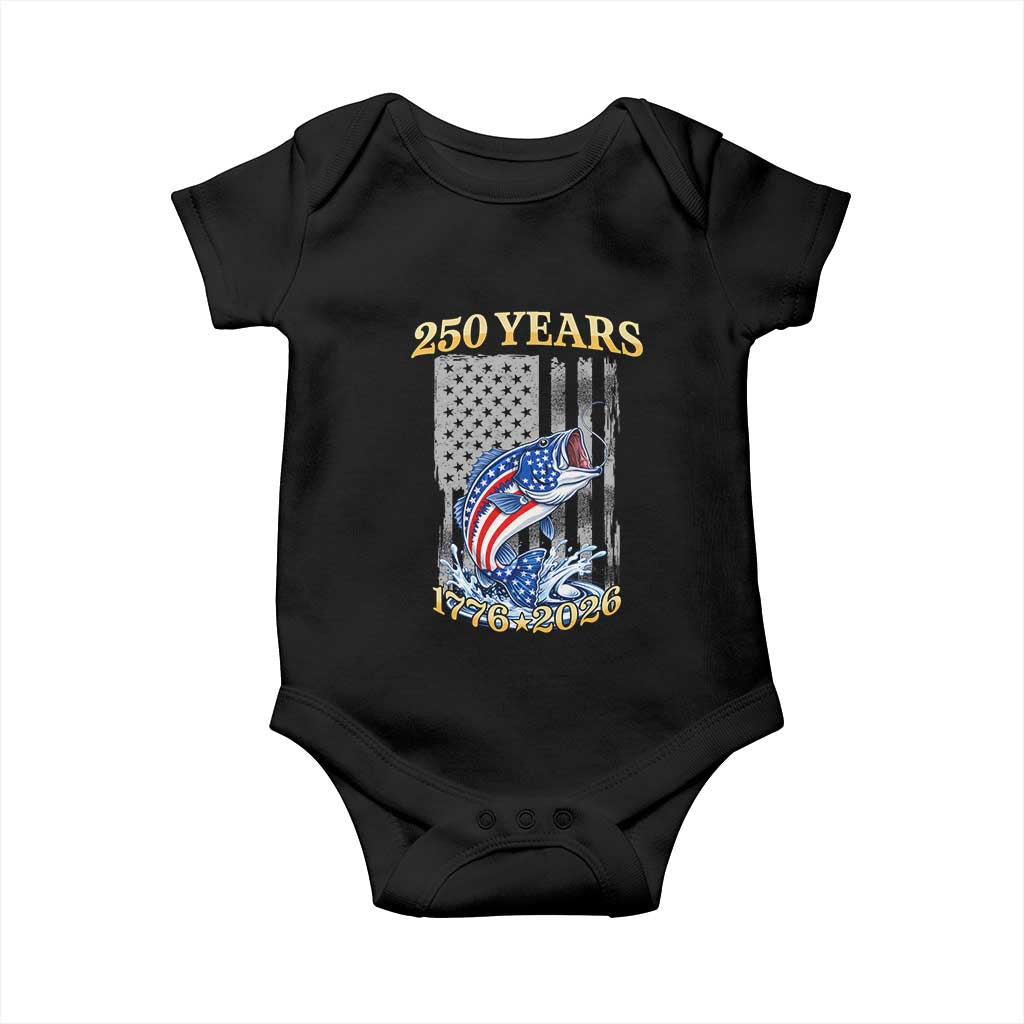 250th Anniversary USA Fishing Baby Onesie Patriotic Fisherman American Flag TS14 Black Print Your Wear