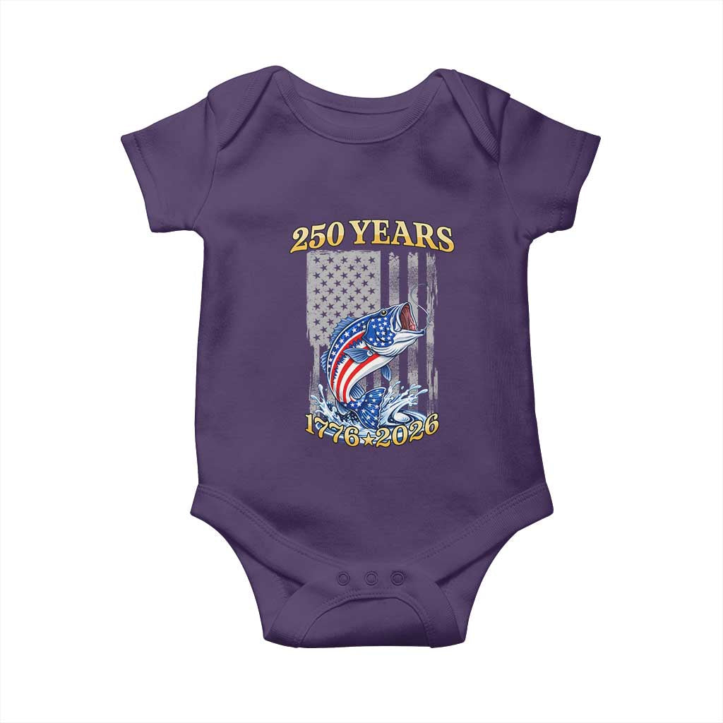 250th Anniversary USA Fishing Baby Onesie Patriotic Fisherman American Flag TS14 Purple Print Your Wear