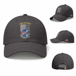 250th Anniversary USA Fishing Baseball Cap Patriotic Fisherman American Flag TS14 Baseball Cap Universal Fit Dark Gray Print Your Wear