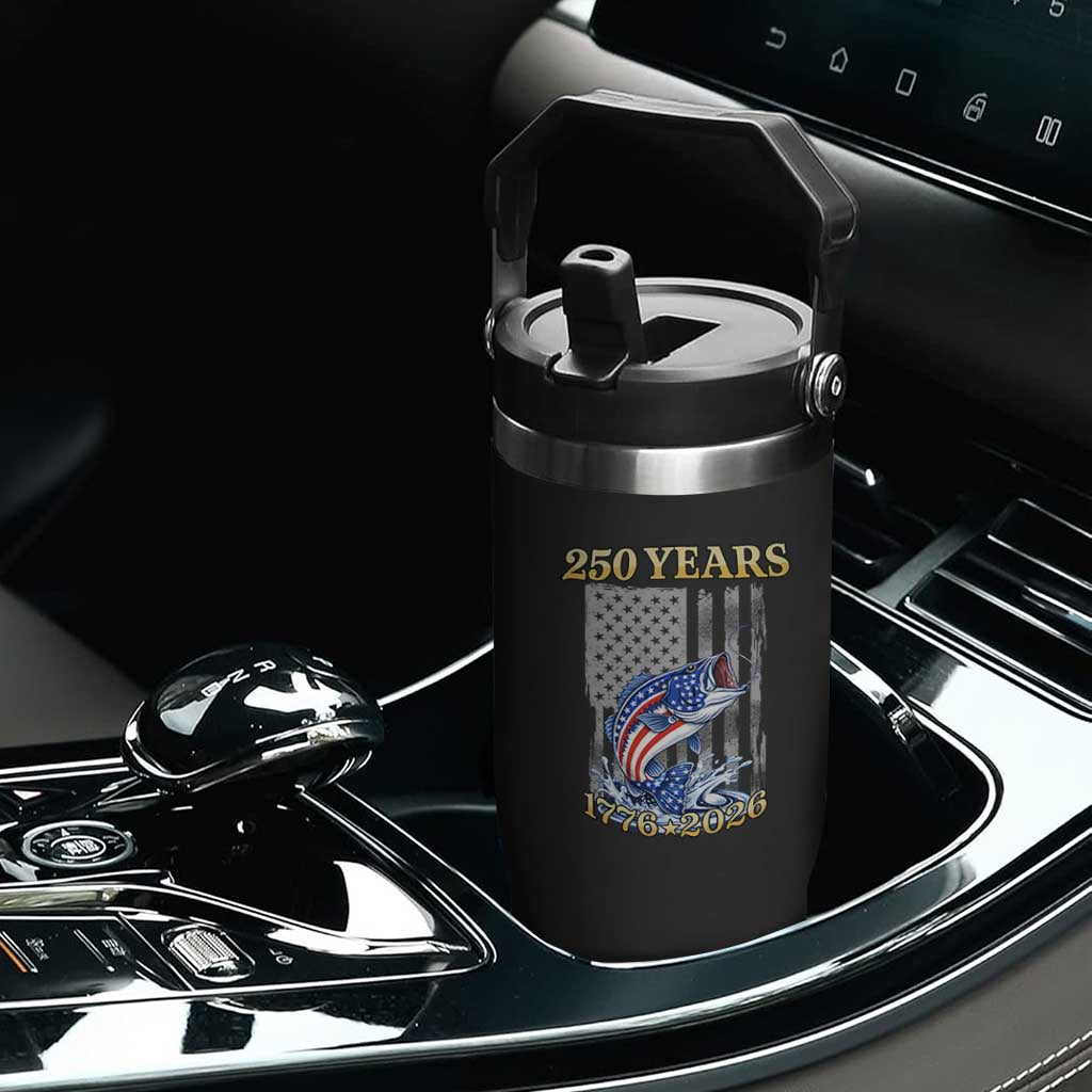 250th Anniversary USA Fishing Flip Straw Tumbler Patriotic Fisherman American Flag TS14 Print Your Wear