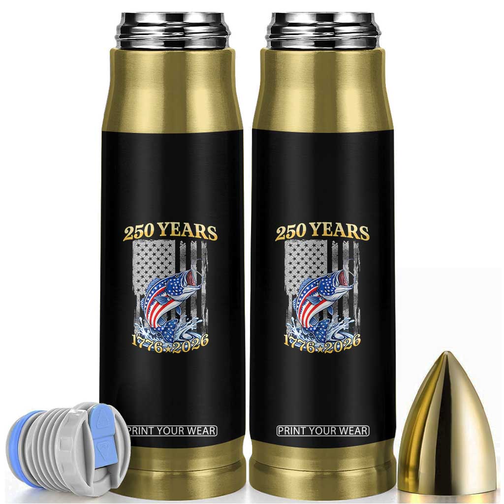 America 250th Fishing Bullet Tumbler Patriotic Fisherman American Flag TS14 Black Print Your Wear