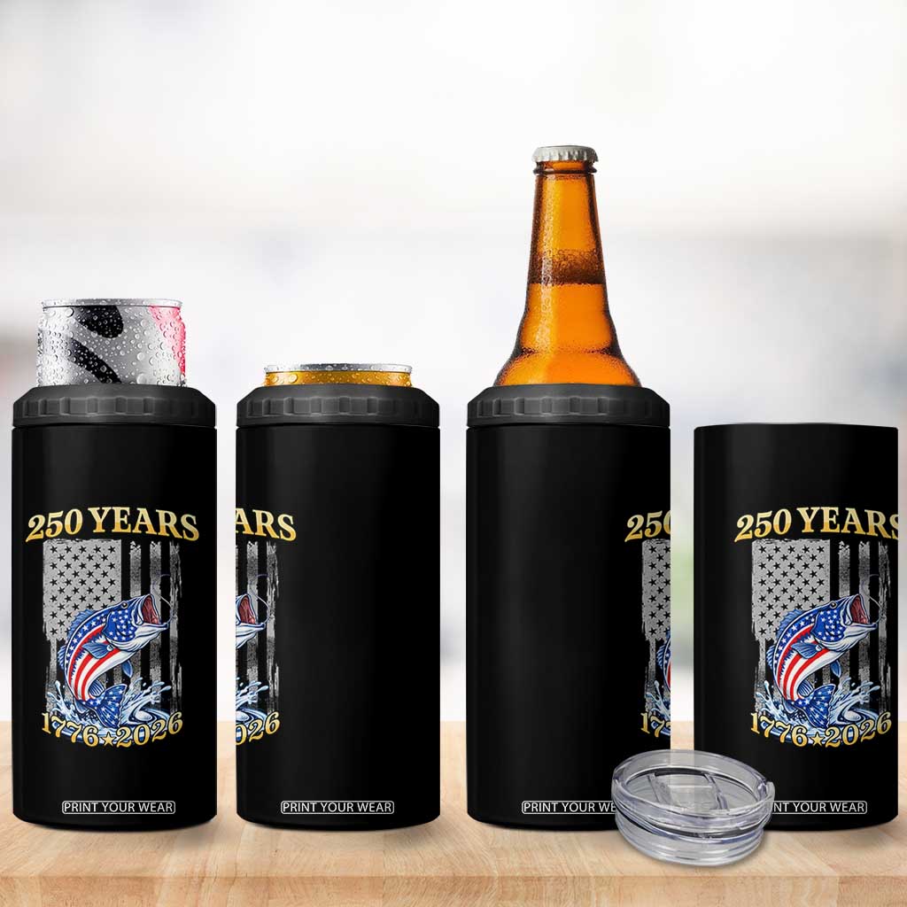 America 250th Fishing 4 in 1 Can Cooler Tumbler Patriotic Fisherman American Flag TS14 Print Your Wear