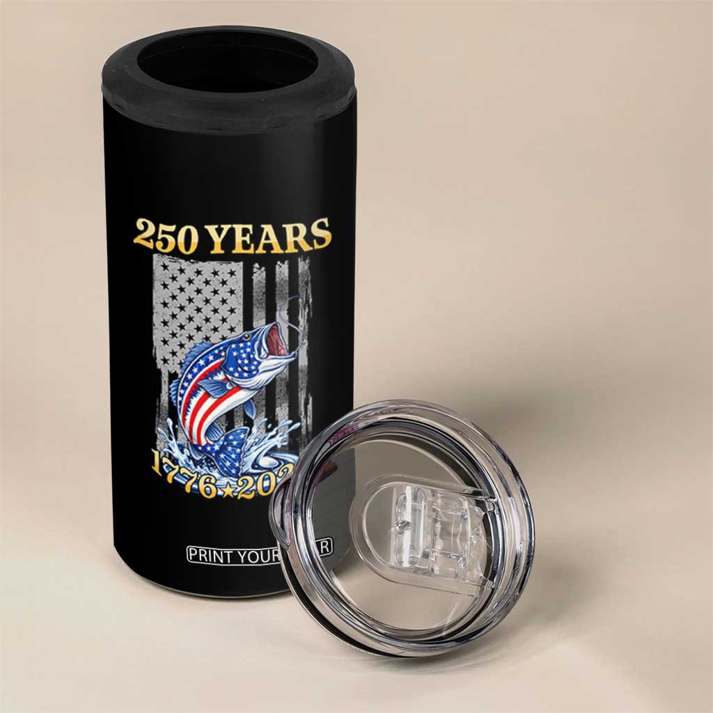 America 250th Fishing 4 in 1 Can Cooler Tumbler Patriotic Fisherman American Flag TS14 Print Your Wear