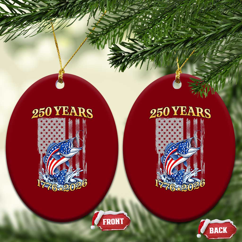 250th Anniversary USA Fishing Ceramic Ornament Patriotic Fisherman American Flag TS14 Print Your Wear
