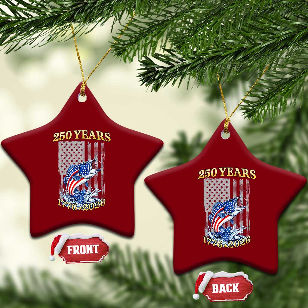 250th Anniversary USA Fishing Ceramic Ornament Patriotic Fisherman American Flag TS14 Print Your Wear