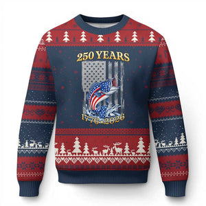 250th Anniversary USA Fishing Ugly Christmas Sweater Patriotic Fisherman American Flag TS14 Navy Red Print Your Wear