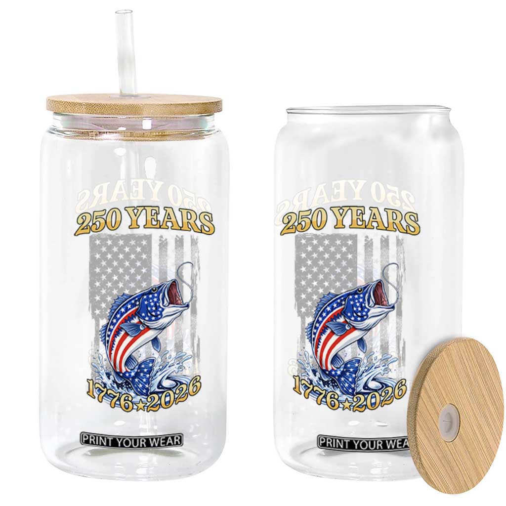 250th Anniversary USA Fishing Glass Can Patriotic Fisherman American Flag TS14 Print Your Wear