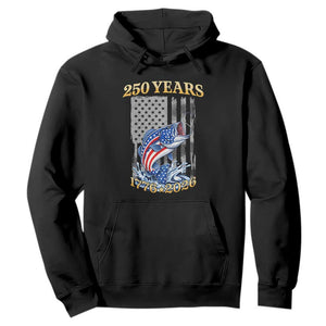 250th Anniversary USA Fishing Hoodie Patriotic Fisherman American Flag TS14 Black Print Your Wear