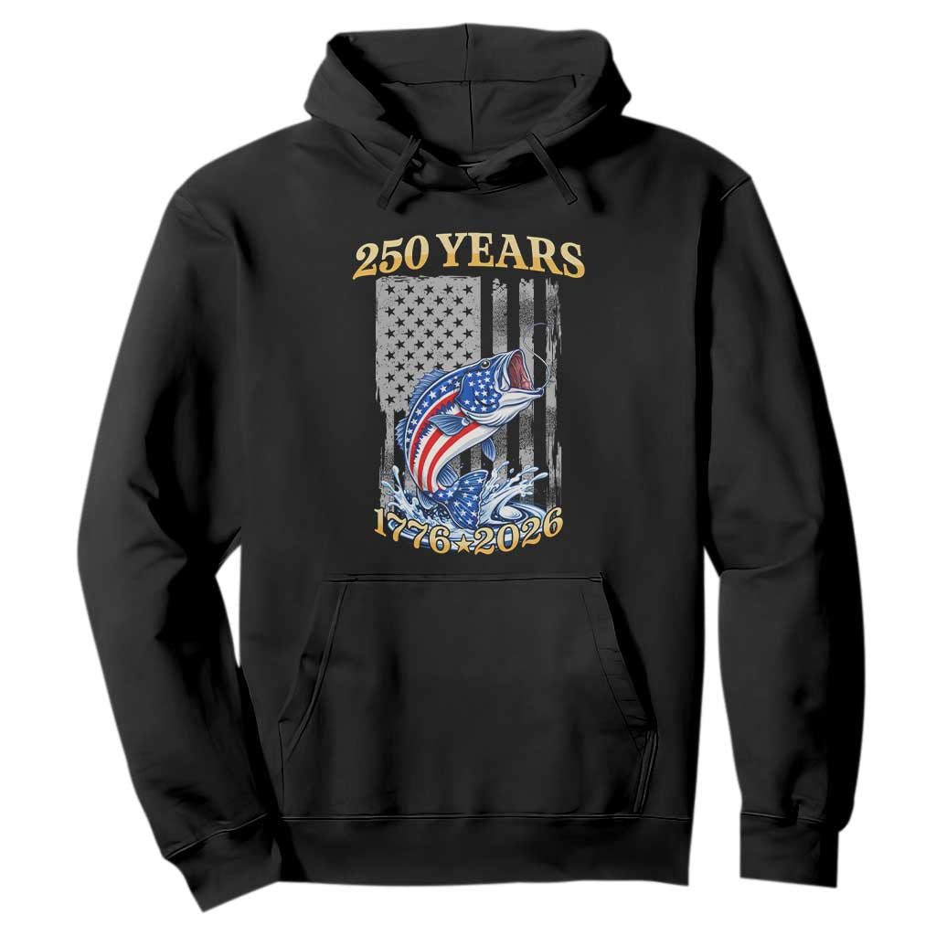 250th Anniversary USA Fishing Hoodie Patriotic Fisherman American Flag TS14 Black Print Your Wear
