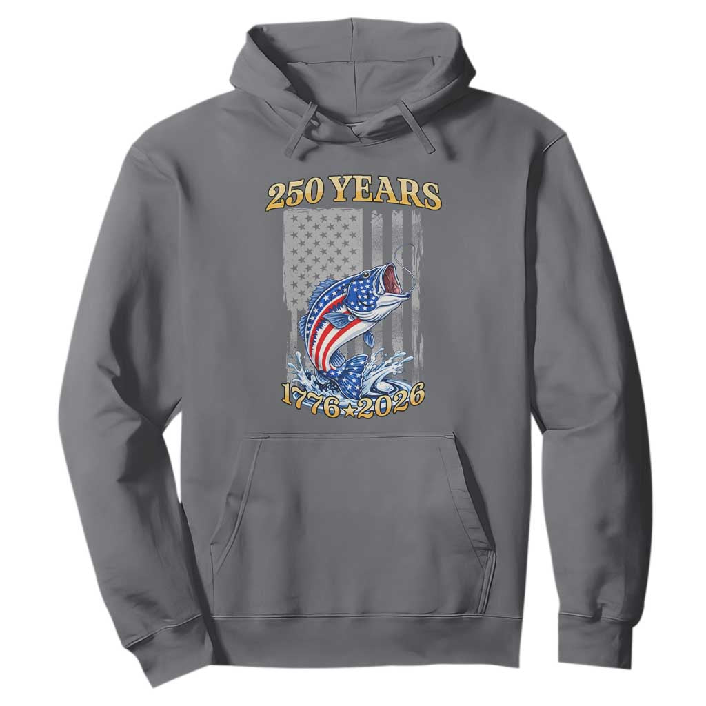 250th Anniversary USA Fishing Hoodie Patriotic Fisherman American Flag TS14 Charcoal Print Your Wear