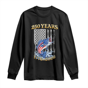 250th Anniversary USA Fishing Long Sleeve Shirt Patriotic Fisherman American Flag TS14 Black Print Your Wear