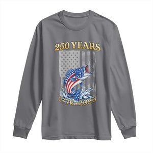 250th Anniversary USA Fishing Long Sleeve Shirt Patriotic Fisherman American Flag TS14 Charcoal Print Your Wear
