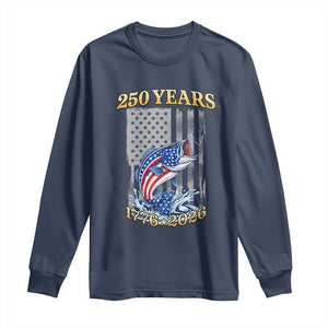 250th Anniversary USA Fishing Long Sleeve Shirt Patriotic Fisherman American Flag TS14 Navy Print Your Wear