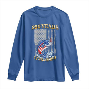 250th Anniversary USA Fishing Long Sleeve Shirt Patriotic Fisherman American Flag TS14 Royal Blue Print Your Wear