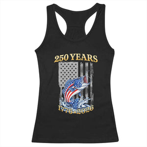 America 250th Fishing Racerback Tank Top Patriotic Fisherman American Flag TS14 Black Print Your Wear