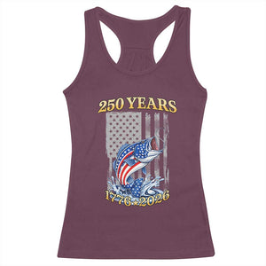 America 250th Fishing Racerback Tank Top Patriotic Fisherman American Flag TS14 Maroon Print Your Wear