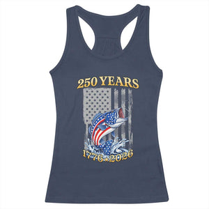America 250th Fishing Racerback Tank Top Patriotic Fisherman American Flag TS14 Navy Print Your Wear