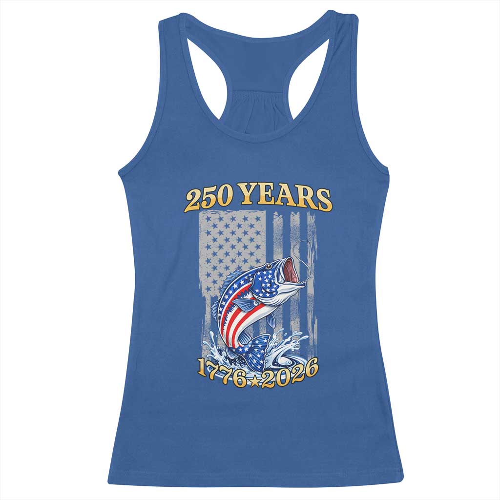 America 250th Fishing Racerback Tank Top Patriotic Fisherman American Flag TS14 Royal Blue Print Your Wear
