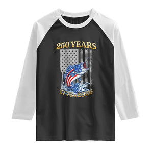 250th Anniversary USA Fishing Raglan Shirt Patriotic Fisherman American Flag TS14 Black White Print Your Wear