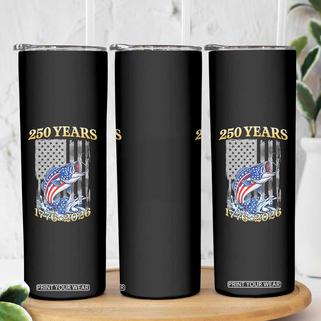 America 250th Fishing Skinny Tumbler Patriotic Fisherman American Flag TS14 Print Your Wear