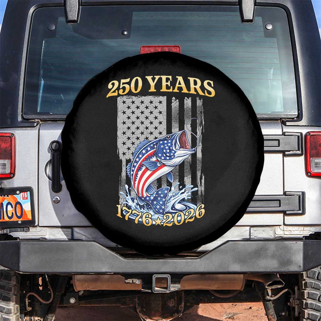 America 250th Fishing Spare Tire Cover Patriotic Fisherman American Flag TS14 No hole Black Print Your Wear