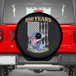 250th Anniversary USA Fishing Spare Tire Cover Patriotic Fisherman American Flag TS14 Black Print Your Wear