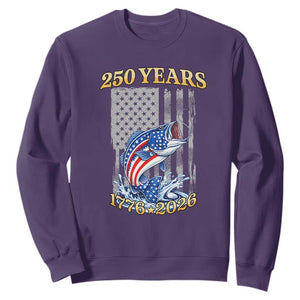 250th Anniversary USA Fishing Sweatshirt Patriotic Fisherman American Flag TS14 Purple Print Your Wear