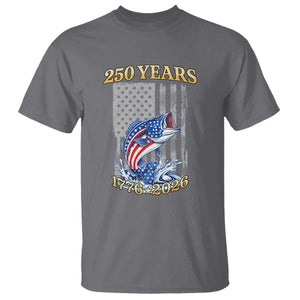 America 250th Fishing T Shirt Patriotic Fisherman American Flag TS14 Charcoal Print Your Wear