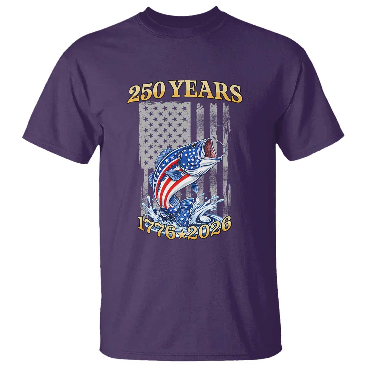 America 250th Fishing T Shirt Patriotic Fisherman American Flag TS14 Purple Print Your Wear