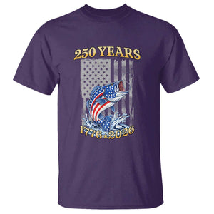 America 250th Fishing T Shirt Patriotic Fisherman American Flag TS14 Purple Print Your Wear