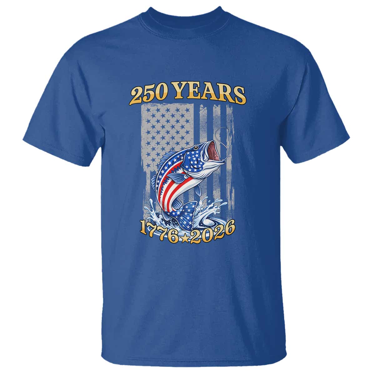 America 250th Fishing T Shirt Patriotic Fisherman American Flag TS14 Royal Blue Print Your Wear