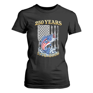 America 250th Fishing T Shirt For Women Patriotic Fisherman American Flag TS14 Black Print Your Wear