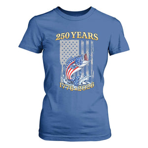 America 250th Fishing T Shirt For Women Patriotic Fisherman American Flag TS14 Royal Blue Print Your Wear