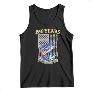 250th Anniversary USA Fishing Tank Top Patriotic Fisherman American Flag TS14 Black Print Your Wear