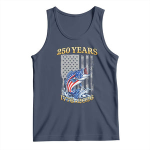 250th Anniversary USA Fishing Tank Top Patriotic Fisherman American Flag TS14 Navy Print Your Wear