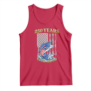 250th Anniversary USA Fishing Tank Top Patriotic Fisherman American Flag TS14 Red Print Your Wear