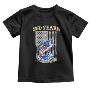 250th Anniversary USA Fishing Toddler T Shirt Patriotic Fisherman American Flag TS14 Black Print Your Wear