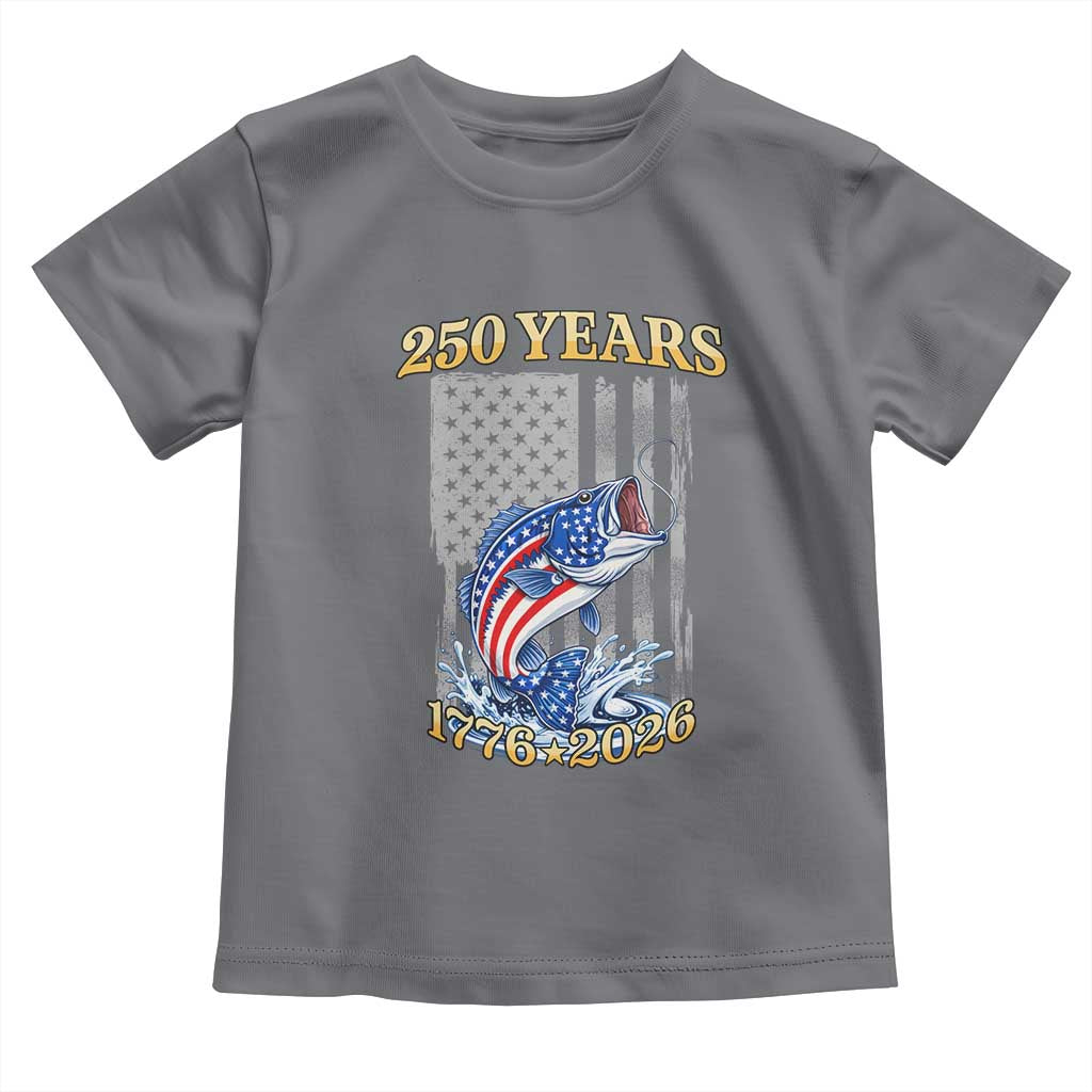 250th Anniversary USA Fishing Toddler T Shirt Patriotic Fisherman American Flag TS14 Charcoal Print Your Wear