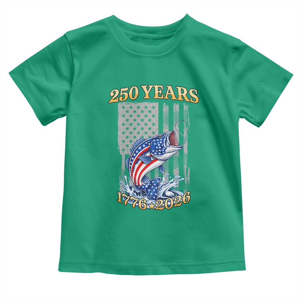 250th Anniversary USA Fishing Toddler T Shirt Patriotic Fisherman American Flag TS14 Irish Green Print Your Wear