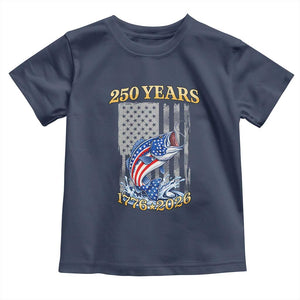 250th Anniversary USA Fishing Toddler T Shirt Patriotic Fisherman American Flag TS14 Navy Print Your Wear
