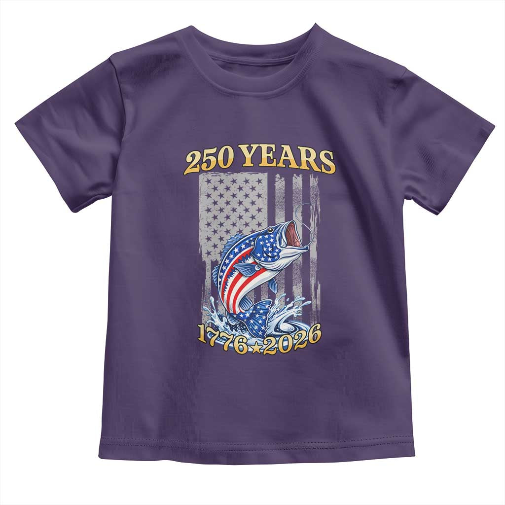 250th Anniversary USA Fishing Toddler T Shirt Patriotic Fisherman American Flag TS14 Purple Print Your Wear