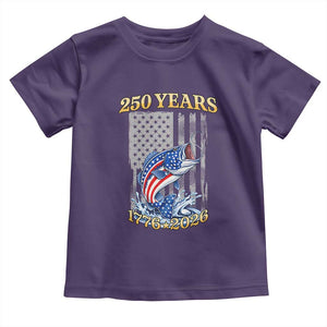 250th Anniversary USA Fishing Toddler T Shirt Patriotic Fisherman American Flag TS14 Purple Print Your Wear