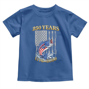 250th Anniversary USA Fishing Toddler T Shirt Patriotic Fisherman American Flag TS14 Royal Blue Print Your Wear