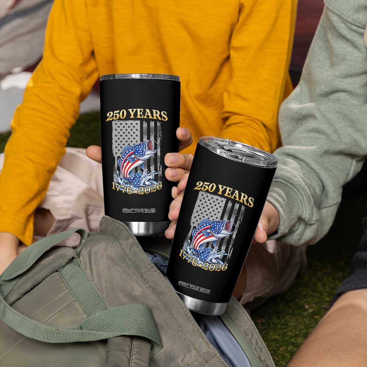 250th Anniversary USA Fishing Tumbler Cup Patriotic Fisherman American Flag TS14 Print Your Wear