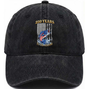 America 250th Fishing Washed Cotton Baseball Cap Patriotic Fisherman American Flag TS14 Print Your Wear