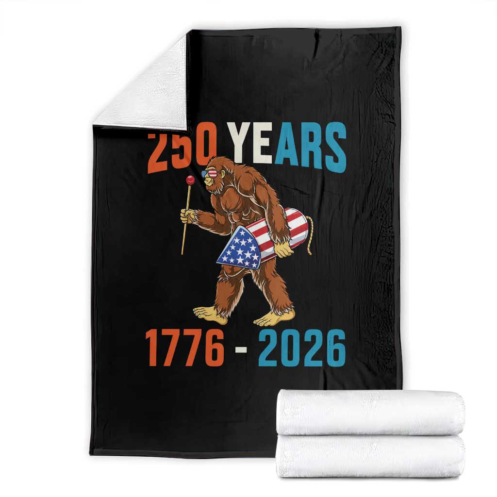 Bigfoot America 250 Throw Blanket Funny Sasquatch American Flag Fireworks Fourth of July TS14 Black Print Your Wear
